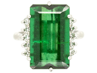 18ct White Gold Tourmaline & Diamond 1950s Ring