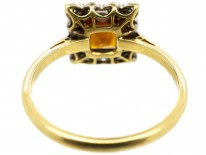 Art Deco Diamond & Citrine Square Ring