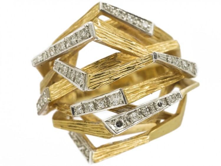 18ct Gold & Diamond 1970s Openwork Ring