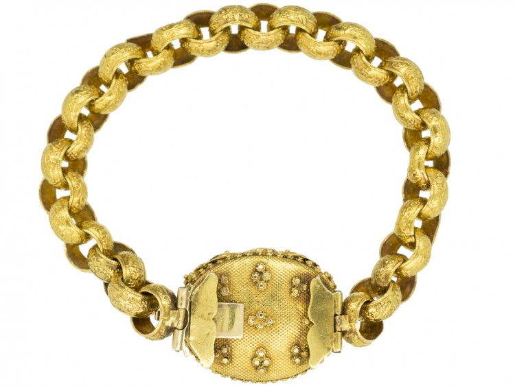 Georgian Three Colour 18ct Gold Locket Bracelet spelling Regard