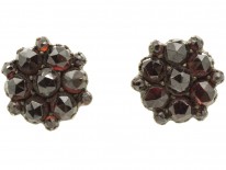 Edwardian Bohemian Garnet Cluster Earrings