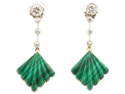 Art Deco Diamond & Malachite Drop Earrings