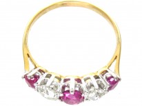 Edwardian 18ct Gold & Platinum Ruby & Diamond Five Stone Ring