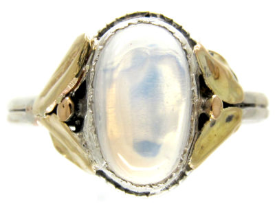 Silver & Gold Arts & Crafts Moonstone Ring