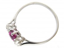 Art Deco Ruby & Diamond Three Stone Ring
