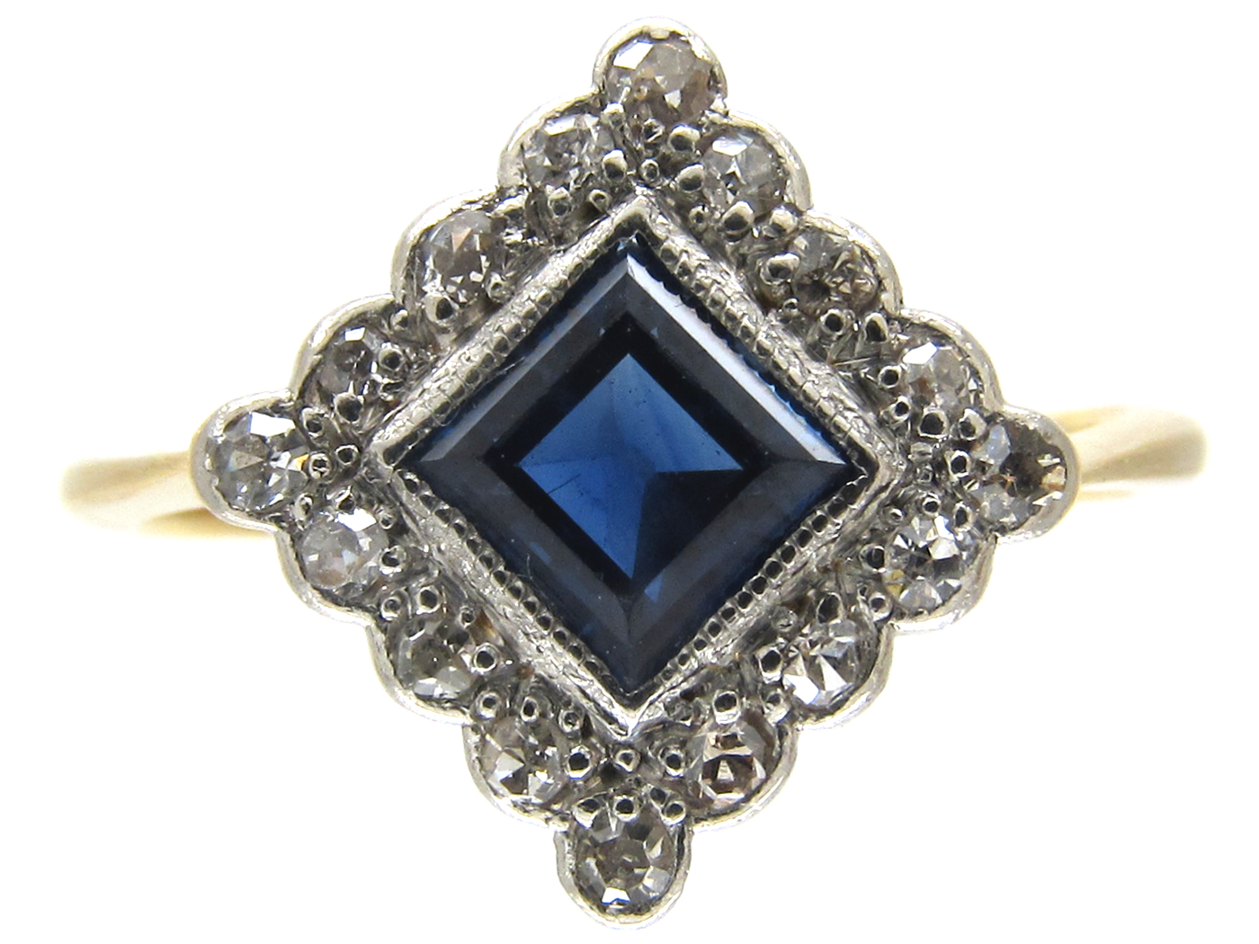 Art Deco Sapphire & Diamond Diamond Shaped Ring (10G) | The Antique ...