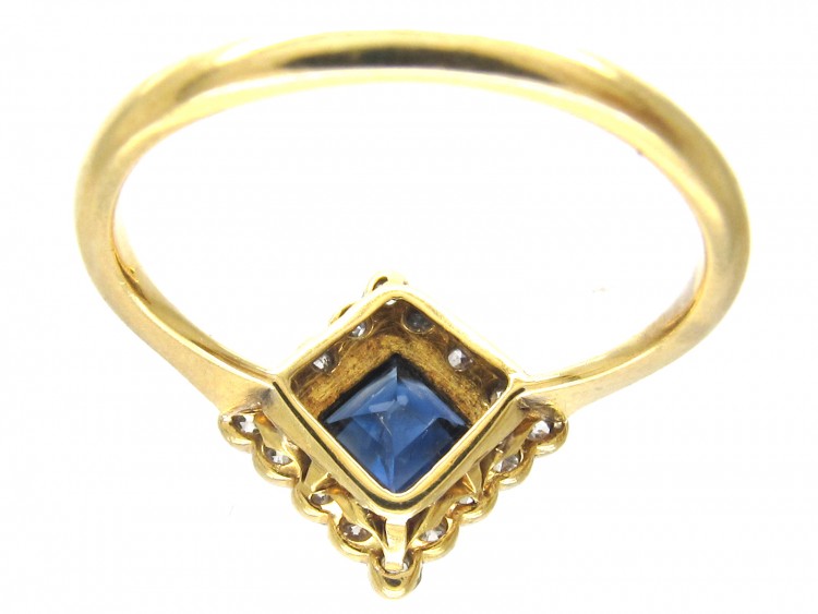 Art Deco Sapphire & Diamond Diamond Shaped Ring