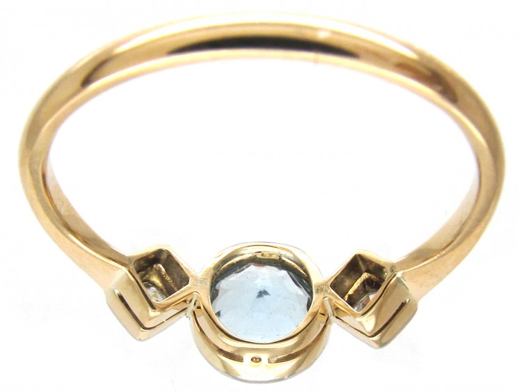 Edwardian 18ct Gold Aquamarine & Diamond Ring