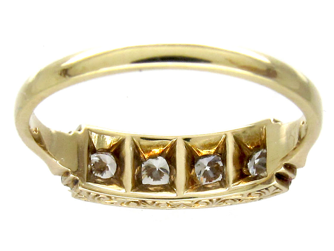 Art Deco Diamond Four Stone Ring (28G) | The Antique Jewellery Company
