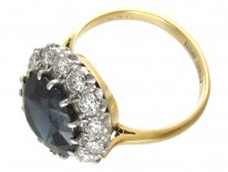 Large Sapphire & Diamond Cluster Ring