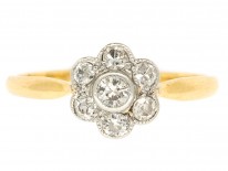 Edwardian 18ct Gold & Diamond Daisy Ring