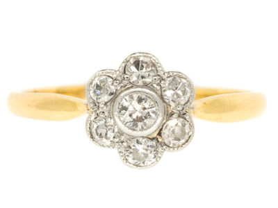 Edwardian 18ct Gold & Diamond Daisy Ring