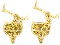 Diamond & Ruby 18ct Gold Fox & Whip Cufflinks