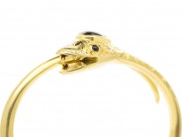 Victorian 15ct Gold & Garnet Hinged Snake Bangle