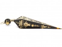 Victorian Tortoiseshell Pique Drop Spear Shaped Earrings