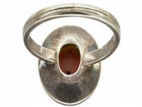 1960s Oval Silver & Coral Ring