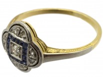 Art Deco Quatrefoil Diamond & Sapphire Ring