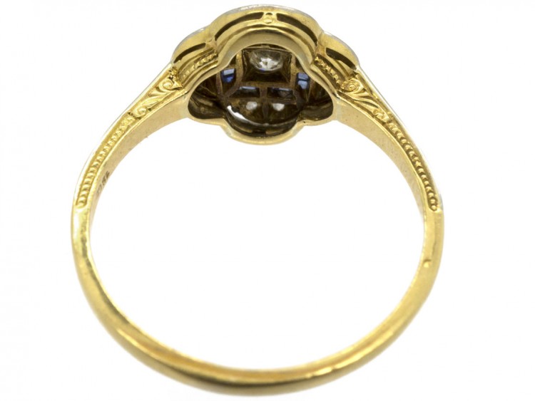 Art Deco Quatrefoil Diamond & Sapphire Ring