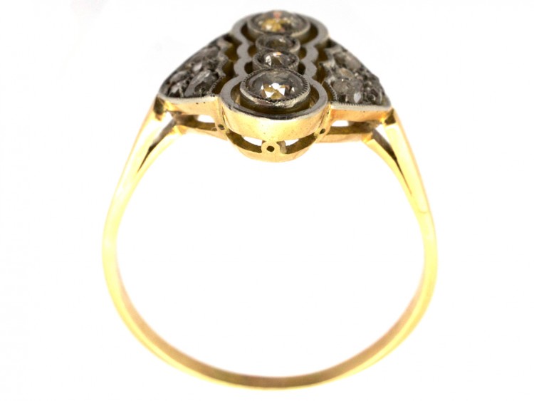 Wavy & Geometric  Art Deco Diamond Ring