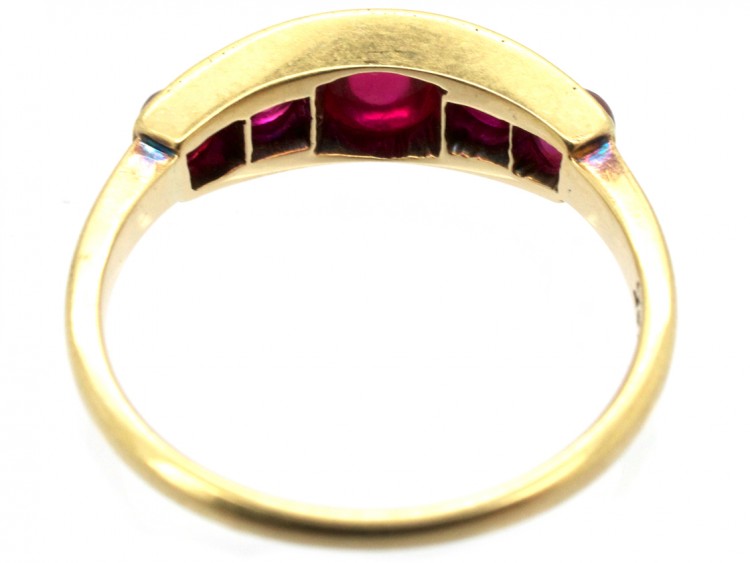 Edwardian Five Stone Cabochon Ruby Ring