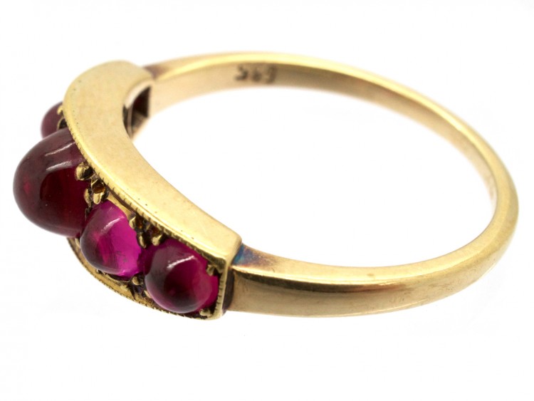 Edwardian Five Stone Cabochon Ruby Ring (86G) | The Antique Jewellery ...