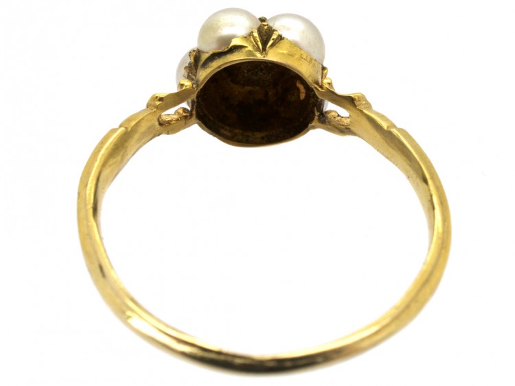 Edwardian 18ct Gold Ring & Natural Pearl Cluster Ring