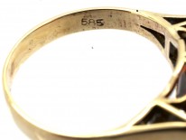 Retro 14ct Gold, Rectangular Madeira Citrine & Diamond Ring