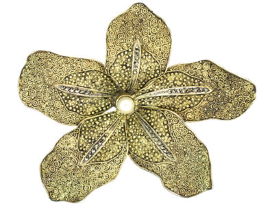 Theodor Farhner Silver Gilt ​& Marcasite Flower Brooch