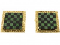 18ct Gold Connemara Marble & Onyx Chequerboard Cufflinks by West of Dublin