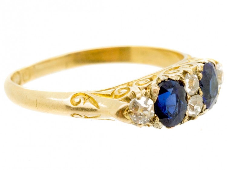 Victorian 18ct Gold Two Stone Sapphire & Diamond Ring (982B/OJ) | The ...