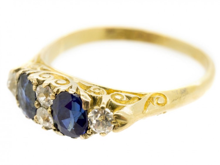 Victorian 18ct Gold Two Stone Sapphire & Diamond Ring (982B/OJ) | The ...