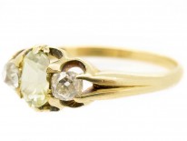 18ct Gold Victorian Chrysolite & Diamond Ring