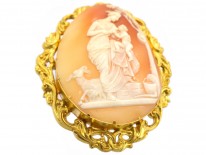 Large Victorian 18ct Gold & Shell Cameo Brooch of Mother & Child in Original Case