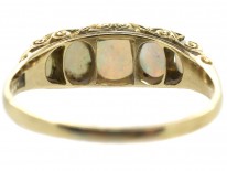 Edwardian Five Stone Opal Carved Half Hoop Ring