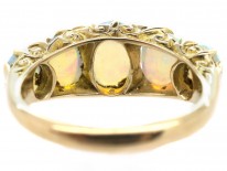 Victorian Five Stone Opal Carved Half Hoop Ring