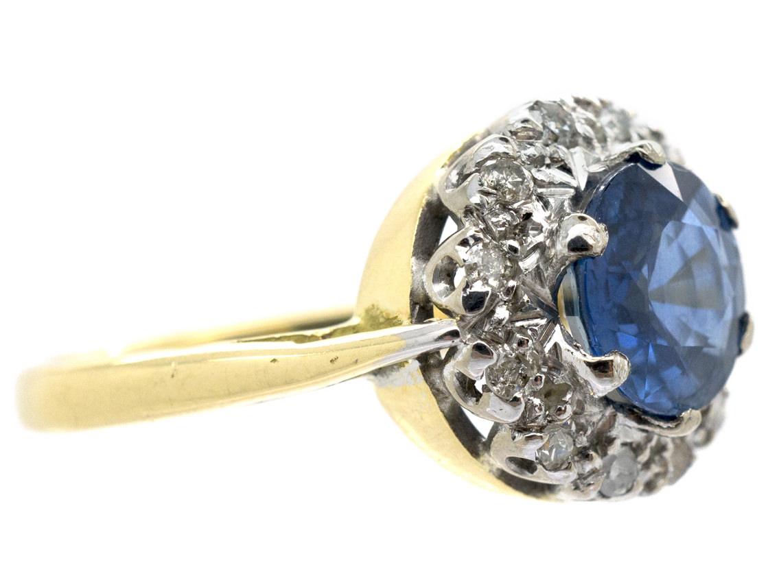 Sapphire & Diamond Cluster Ring (117G) | The Antique Jewellery Company