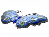 English Silver, Blue & Green Enamel Butterfly Brooch