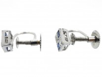 Art Deco Diamond & Sapphire Diamond Shaped Earrings