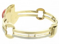 Art Deco Two Colour 14ct Gold & Coral Bracelet