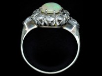 Edwardian 18ct Gold Opal & Diamond Cluster Ring with Diamond Shoulders