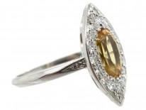 Edwardian Topaz & Diamond Marquise Ring