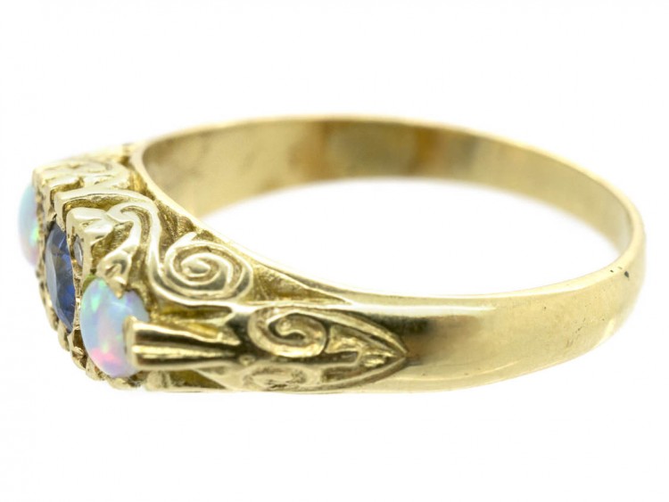 18ct Gold Opal Sapphire & Diamond Ring