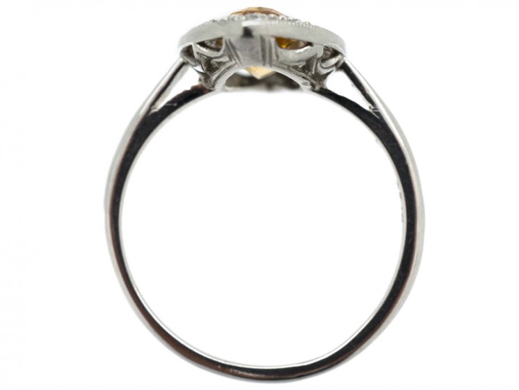 Edwardian Topaz & Diamond Marquise Ring