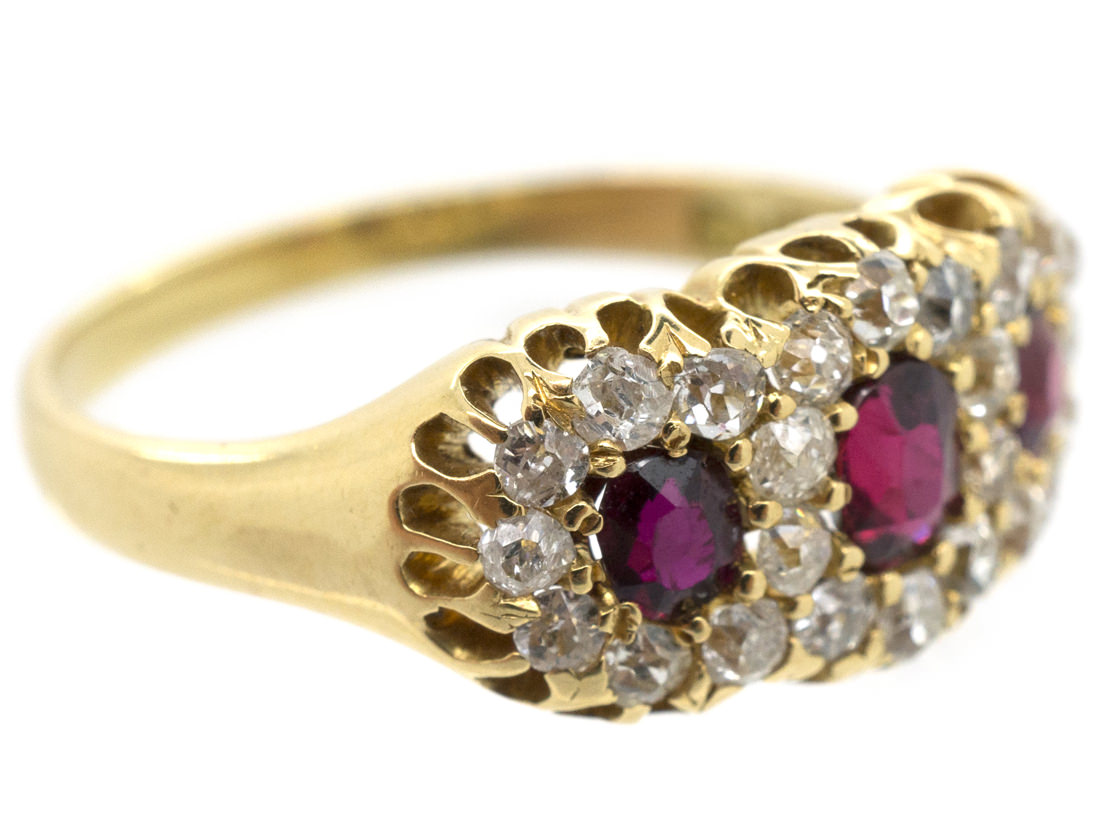 Victorian Ruby & Diamond Triple Cluster Ring (135G) | The Antique ...