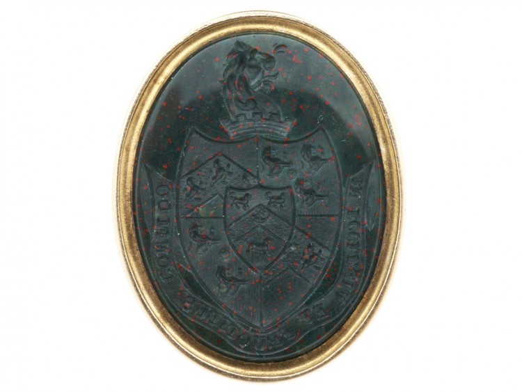 Georgian Gold Cased Bloodstone Intaglio with Crest Seal