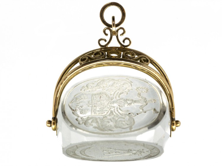 18ct Victorian Gold & Rock Crystal Masonic Swivel Seal
