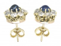 Cabochon Sapphire & Diamond Cluster Earrings