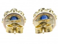 Cabochon Sapphire & Diamond Cluster Earrings