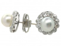 Diamond & Pearl Cluster Earrings