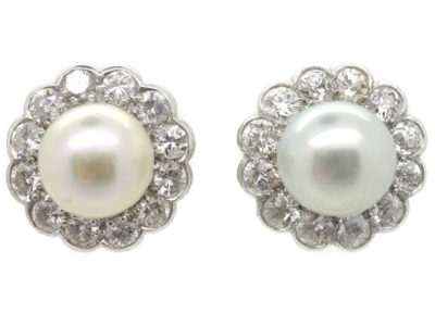 Diamond & Pearl Cluster Earrings